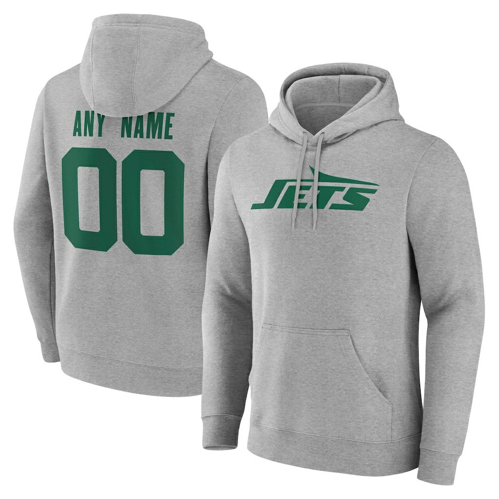 New York Jets Team Authentic Personalized Name & Number Hoodie Gray