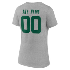 New York Jets Women's Team Authentic Personalized Name & Number V-Neck T-Shirt Gray