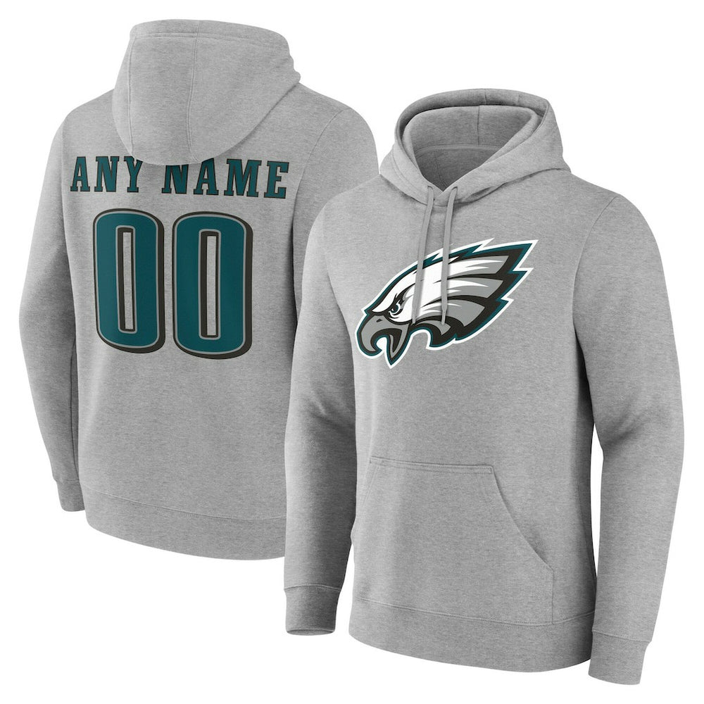 Philadelphia Eagles Team Authentic Personalized Name & Number Hoodie Gray