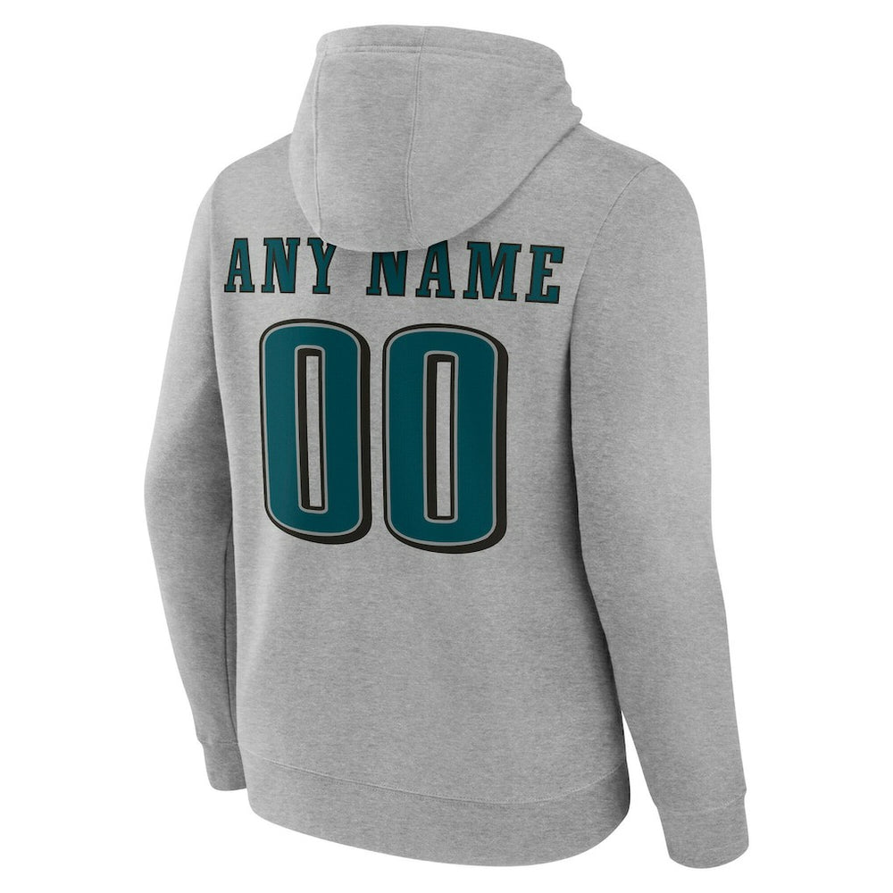 Philadelphia Eagles Team Authentic Personalized Name & Number Hoodie Gray