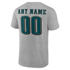Philadelphia Eagles Team Authentic Personalized Name & Number T-Shirt Gray