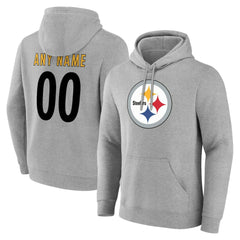 Pittsburgh Steelers Team Authentic Personalized Name & Number Hoodie Gray