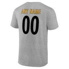Pittsburgh Steelers Team Authentic Personalized Name & Number T-Shirt Gray