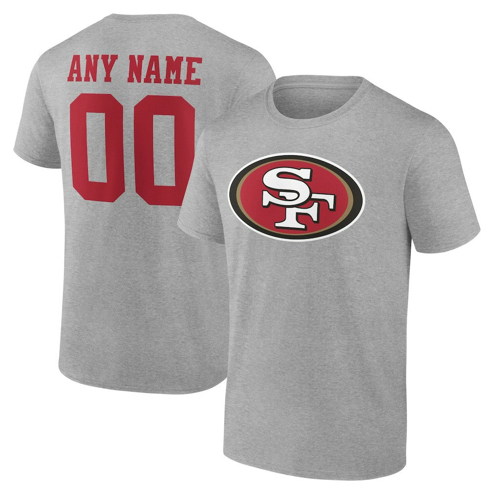 San Francisco 49ers Team Authentic Personalized Name & Number T-Shirt Gray