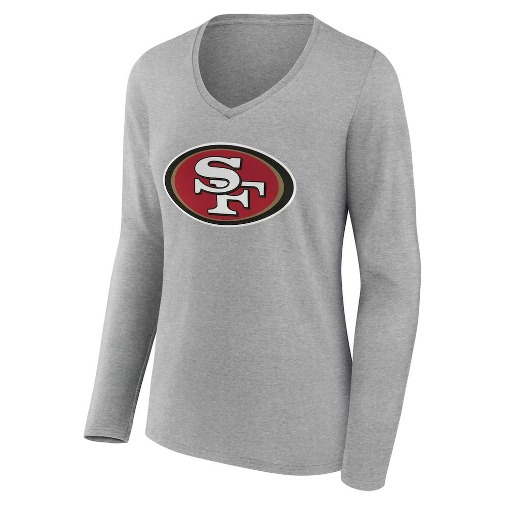 San Francisco 49ers Women's Team Authentic Personalized Name & Number Long Sleeve V-Neck T-Shirt Gray