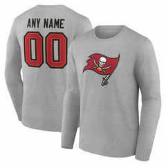 Tampa Bay Buccaneers Team Authentic Personalized Name & Number Long Sleeve T-Shirt Gray