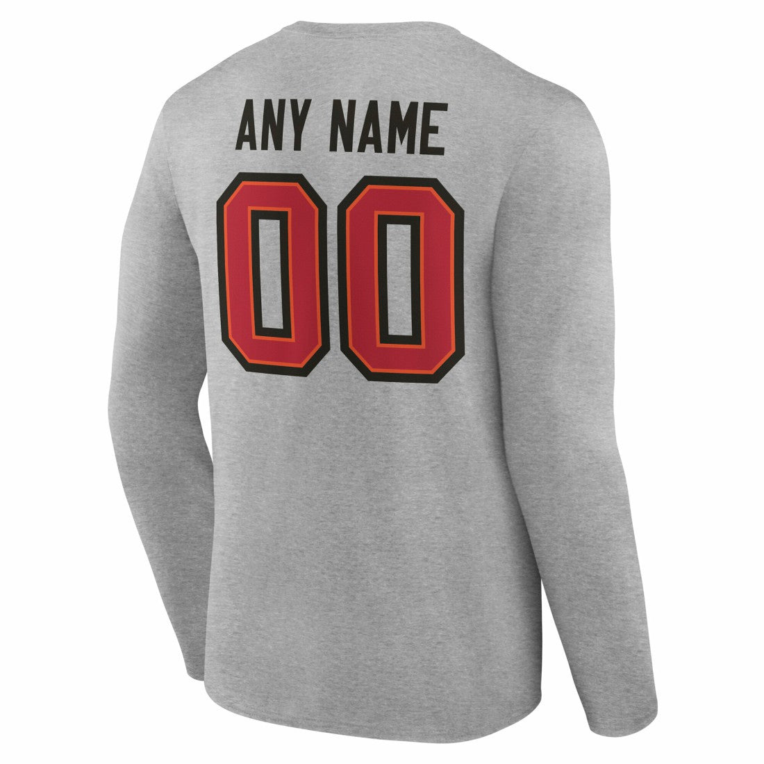 Tampa Bay Buccaneers Team Authentic Personalized Name & Number Long Sleeve T-Shirt Gray