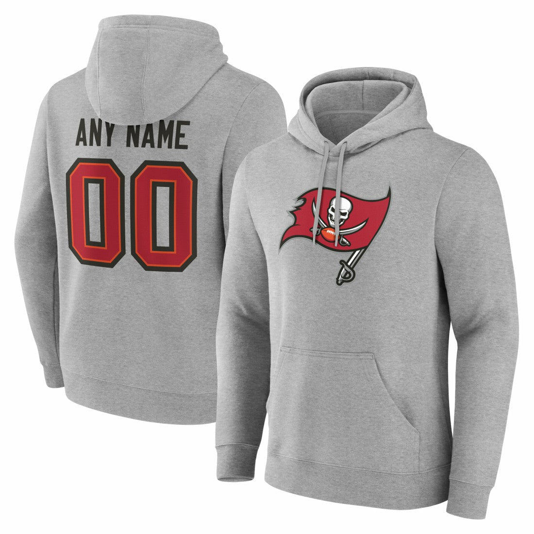 Tampa Bay Buccaneers Team Authentic Personalized Name & Number Hoodie Gray