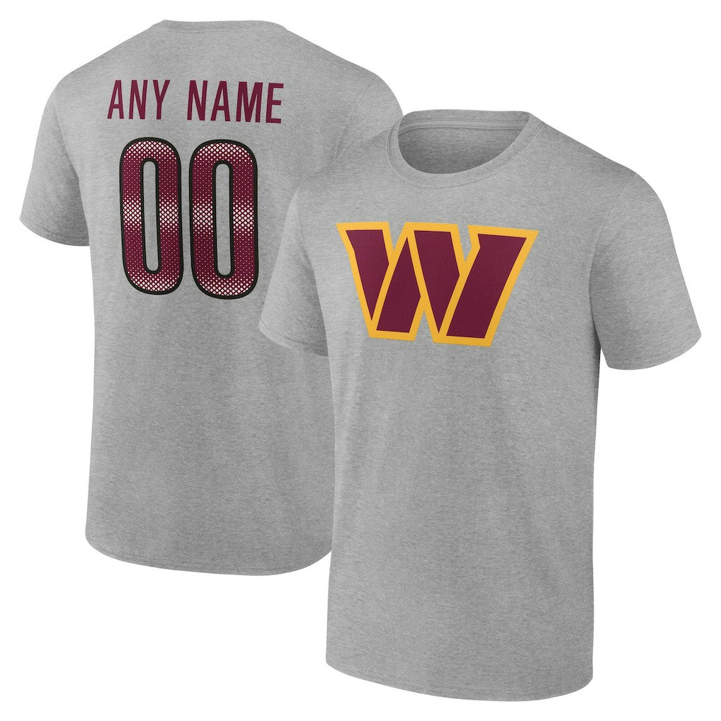 Washington Commanders Team Authentic Personalized Name & Number T-Shirt Gray