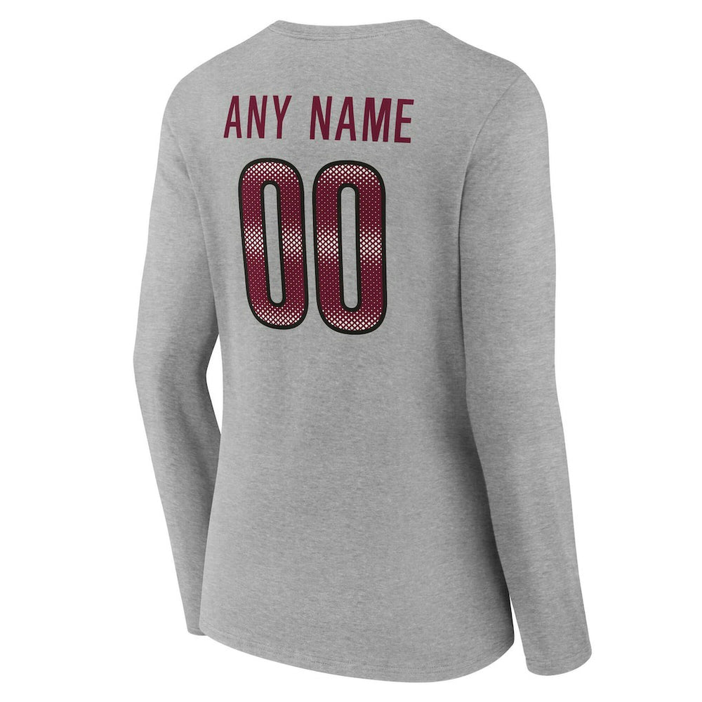Washington Commanders Women's Team Authentic Personalized Name & Number Long Sleeve V-Neck T-Shirt Gray
