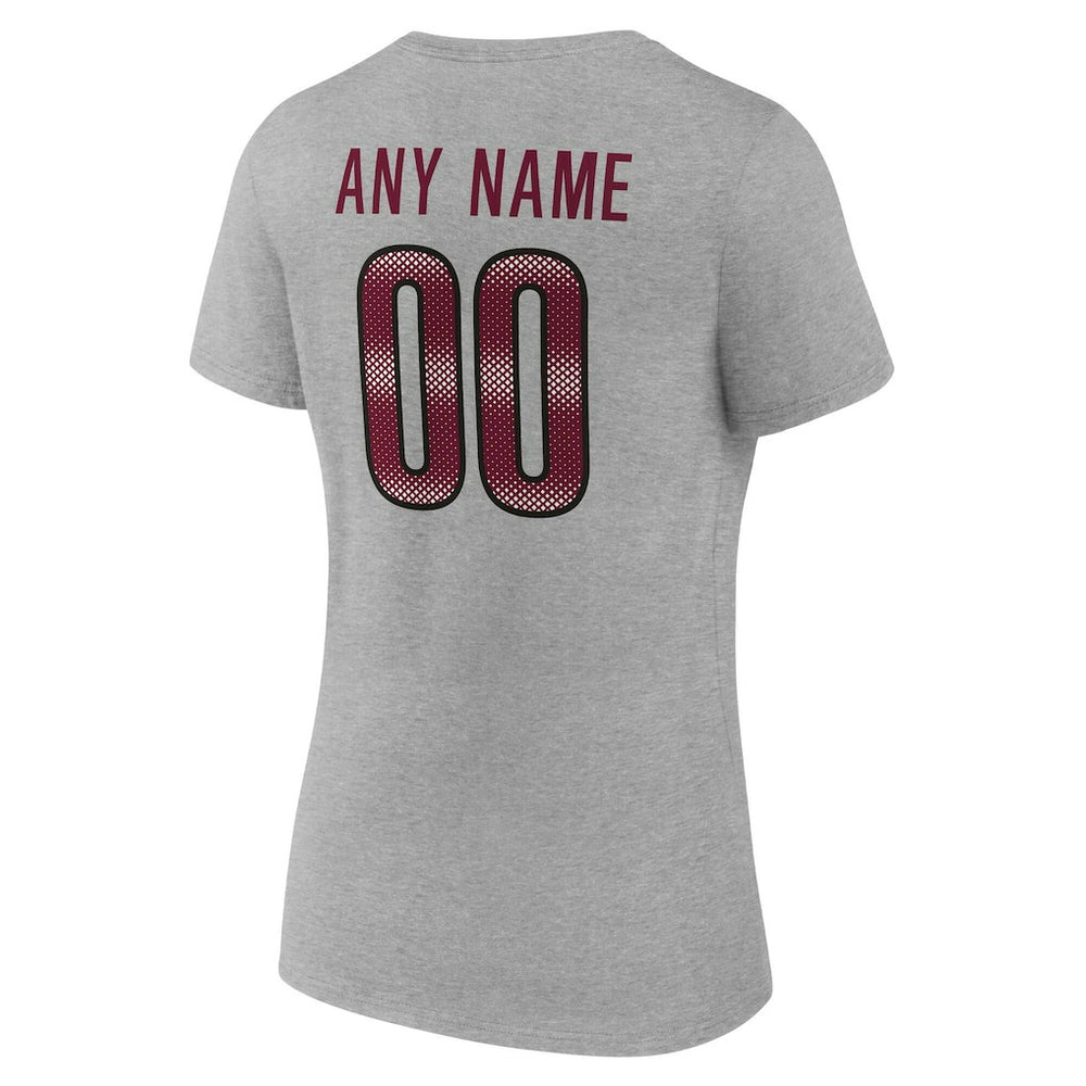 Washington Commanders Women's Team Authentic Personalized Name & Number V-Neck T-Shirt Gray