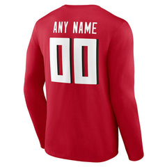 Atlanta Falcons Team Authentic Personalized Name & Number Long Sleeve T-Shirt Red