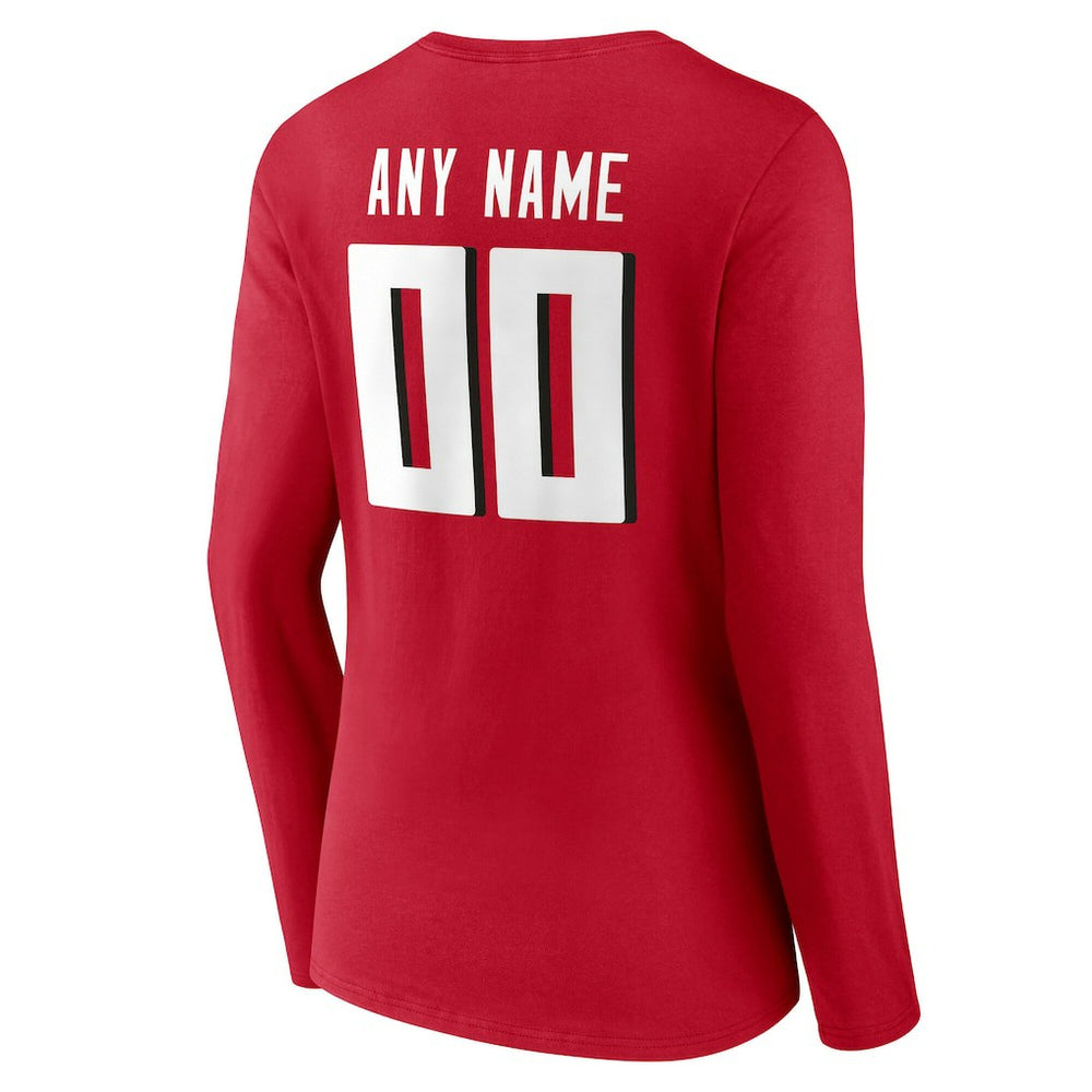 Atlanta Falcons Women's Team Authentic Personalized Name & Number Long Sleeve V-Neck T-Shirt Red