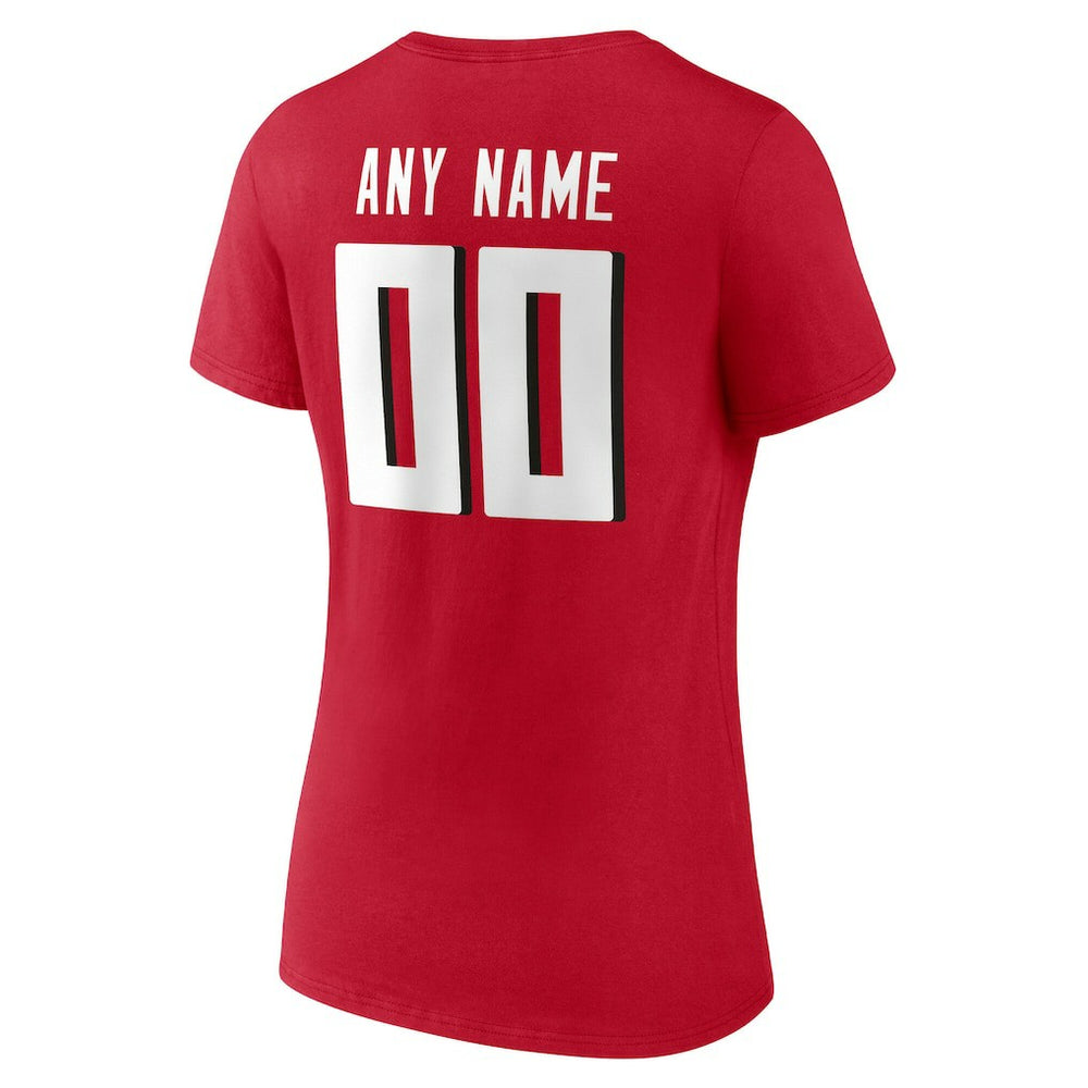 Atlanta Falcons Women's Team Authentic Personalized Name & Number V-Neck T-Shirt Red
