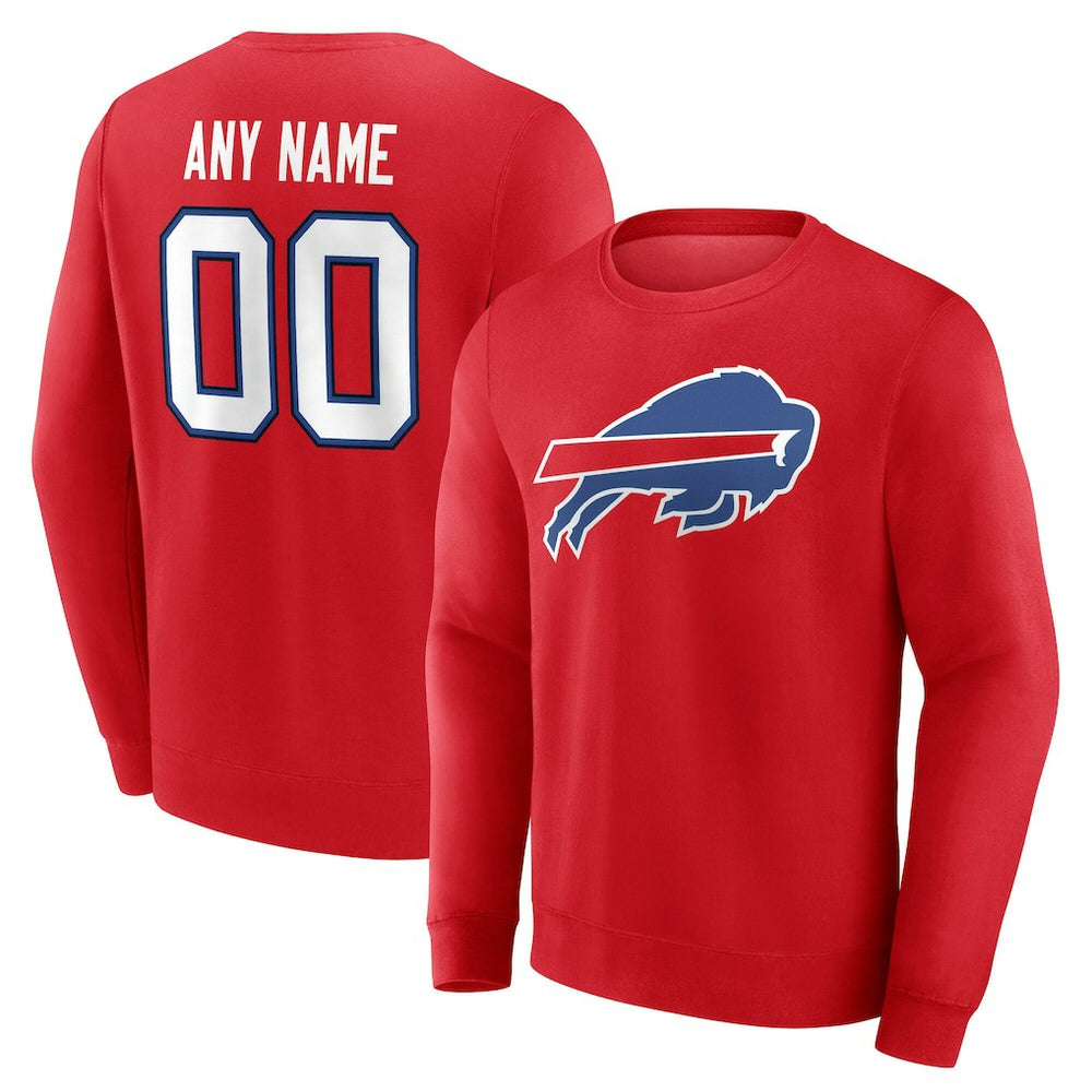 Buffalo Bills Team Authentic Personalized Name & Number Sweatshirt Red
