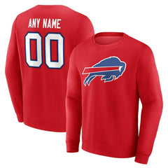 Buffalo Bills Team Authentic Personalized Name & Number Sweatshirt Red