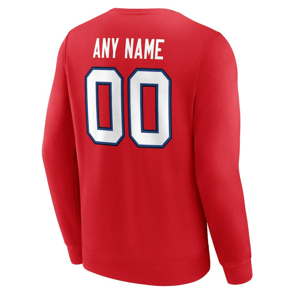 Buffalo Bills Team Authentic Personalized Name & Number Sweatshirt Red