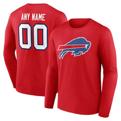 Buffalo Bills Team Authentic Personalized Name & Number Long Sleeve T-Shirt Red