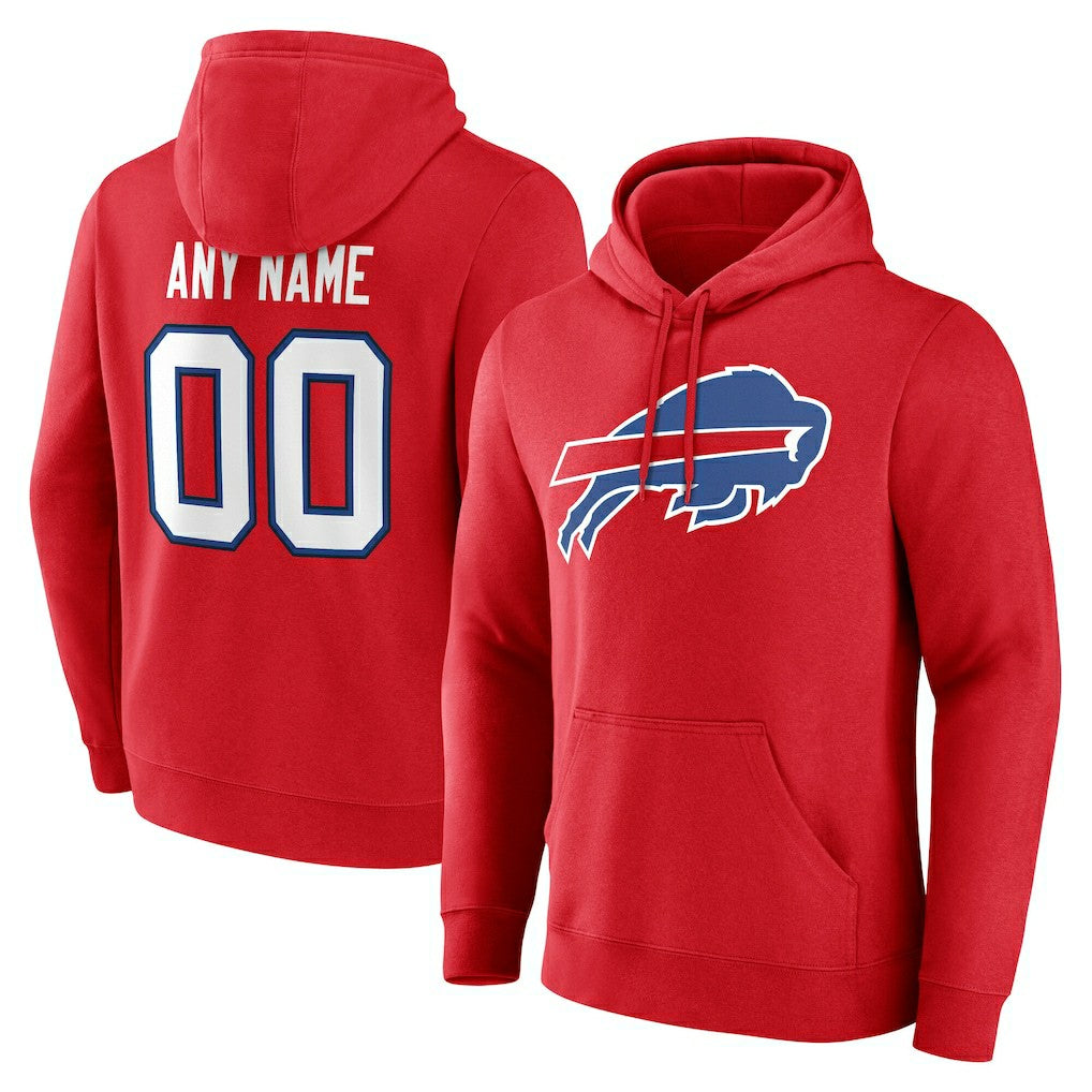 Buffalo Bills Team Authentic Personalized Name & Number Hoodie Red