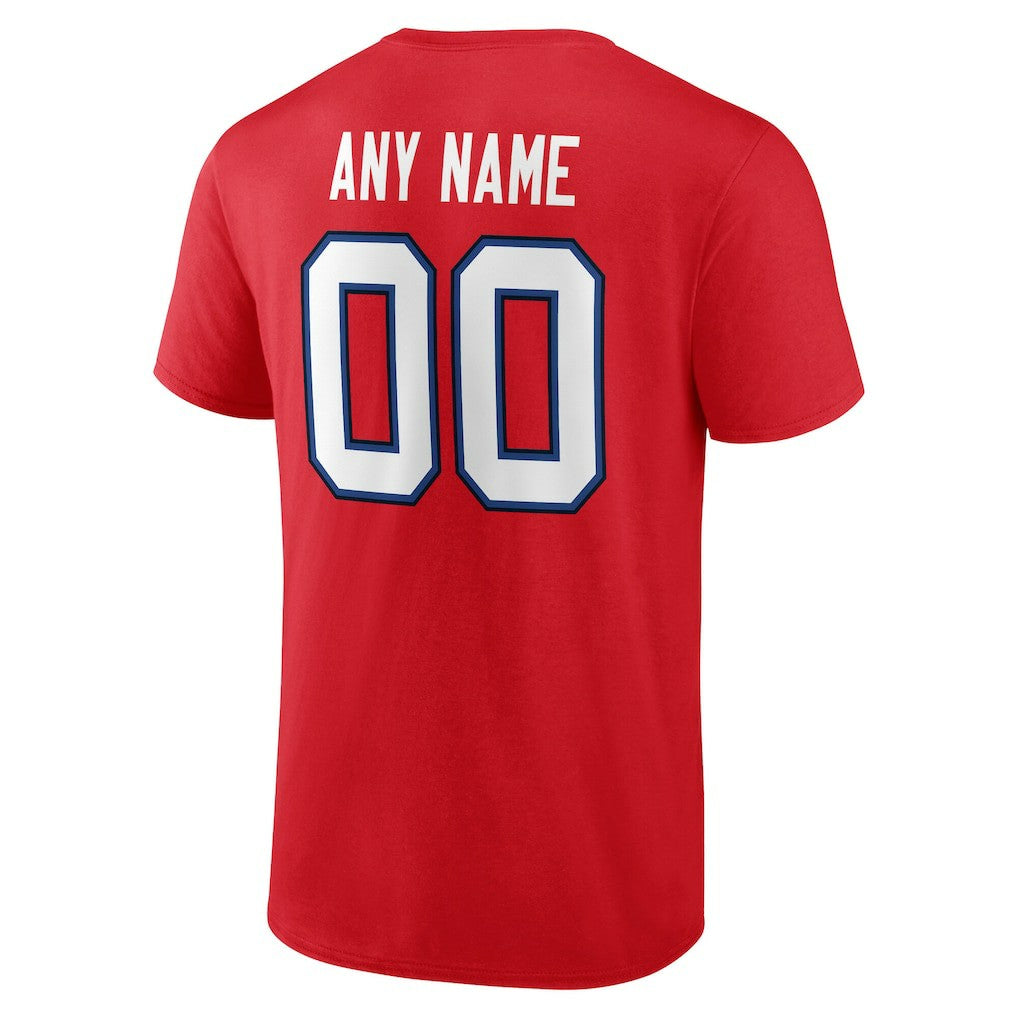 Buffalo Bills Team Authentic Personalized Name & Number T-Shirt Red