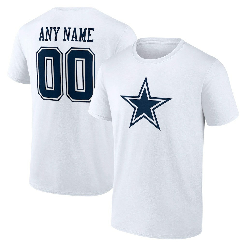 Dallas Cowboys Team Authentic Personalized Name & Number T-Shirt White