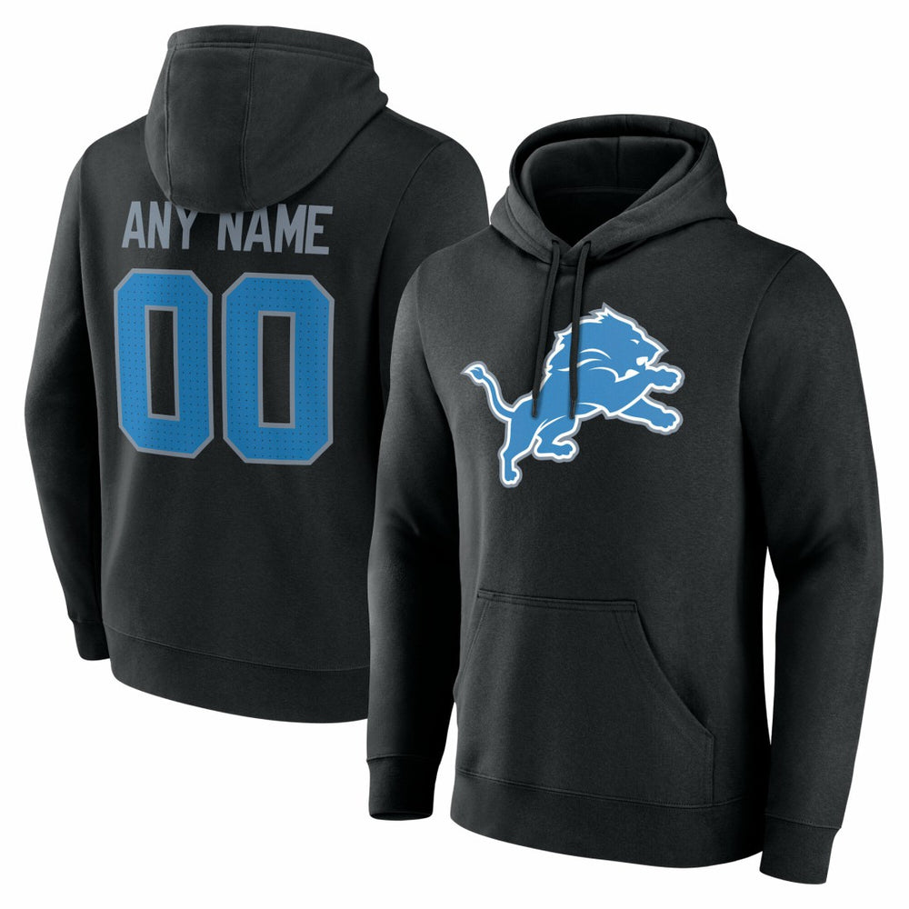 Detroit Lions Team Authentic Personalized Name & Number Hoodie Black