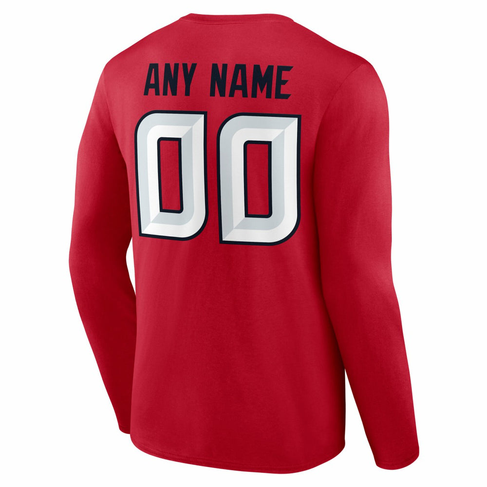 Houston Texans Team Authentic Personalized Name & Number Long Sleeve T-Shirt Red