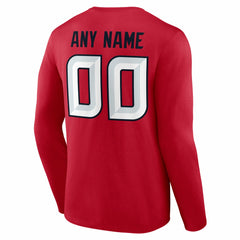 Houston Texans Team Authentic Personalized Name & Number Long Sleeve T-Shirt Red