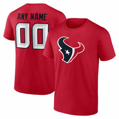 Houston Texans Team Authentic Personalized Name & Number T-Shirt Red