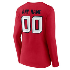 Houston Texans Women's Team Authentic Personalized Name & Number Long Sleeve V-Neck T-Shirt Red