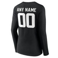 Minnesota Vikings Women's Team Authentic Personalized Name & Number Long Sleeve V-Neck T-Shirt Black