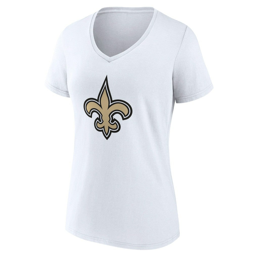 New Orleans Saints Women's Team Authentic Personalized Name & Number V-Neck T-Shirt White