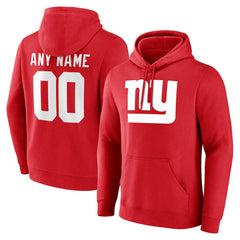 New York Giants Team Authentic Personalized Name & Number Hoodie Red