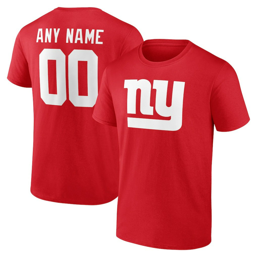 New York Giants Team Authentic Personalized Name & Number T-Shirt Red