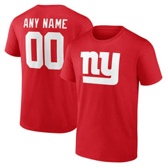 New York Giants Team Authentic Personalized Name & Number T-Shirt Red