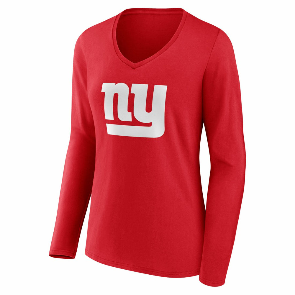 New York Giants Women's Team Authentic Personalized Name & Number Long Sleeve V-Neck T-Shirt Red