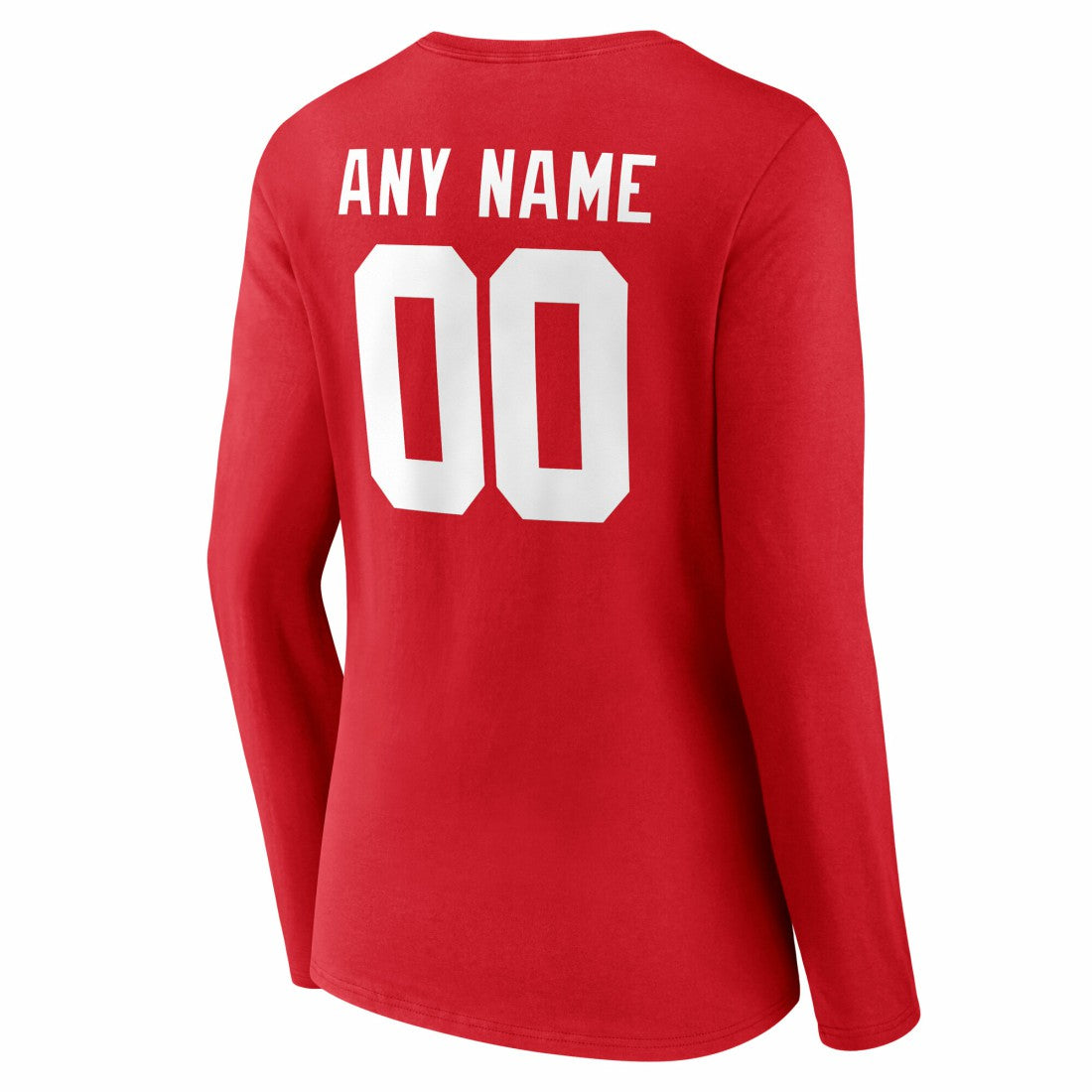 New York Giants Women's Team Authentic Personalized Name & Number Long Sleeve V-Neck T-Shirt Red