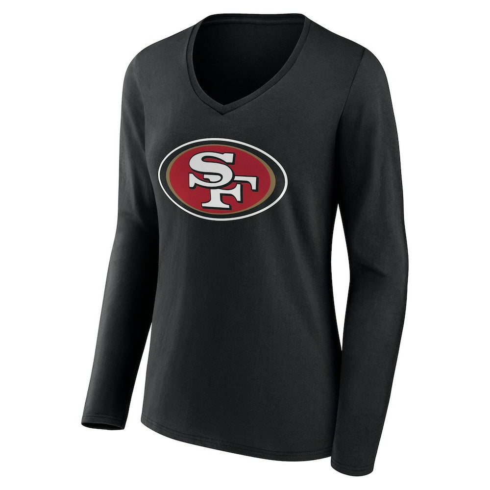San Francisco 49ers Women's Team Authentic Personalized Name & Number Long Sleeve V-Neck T-Shirt Black
