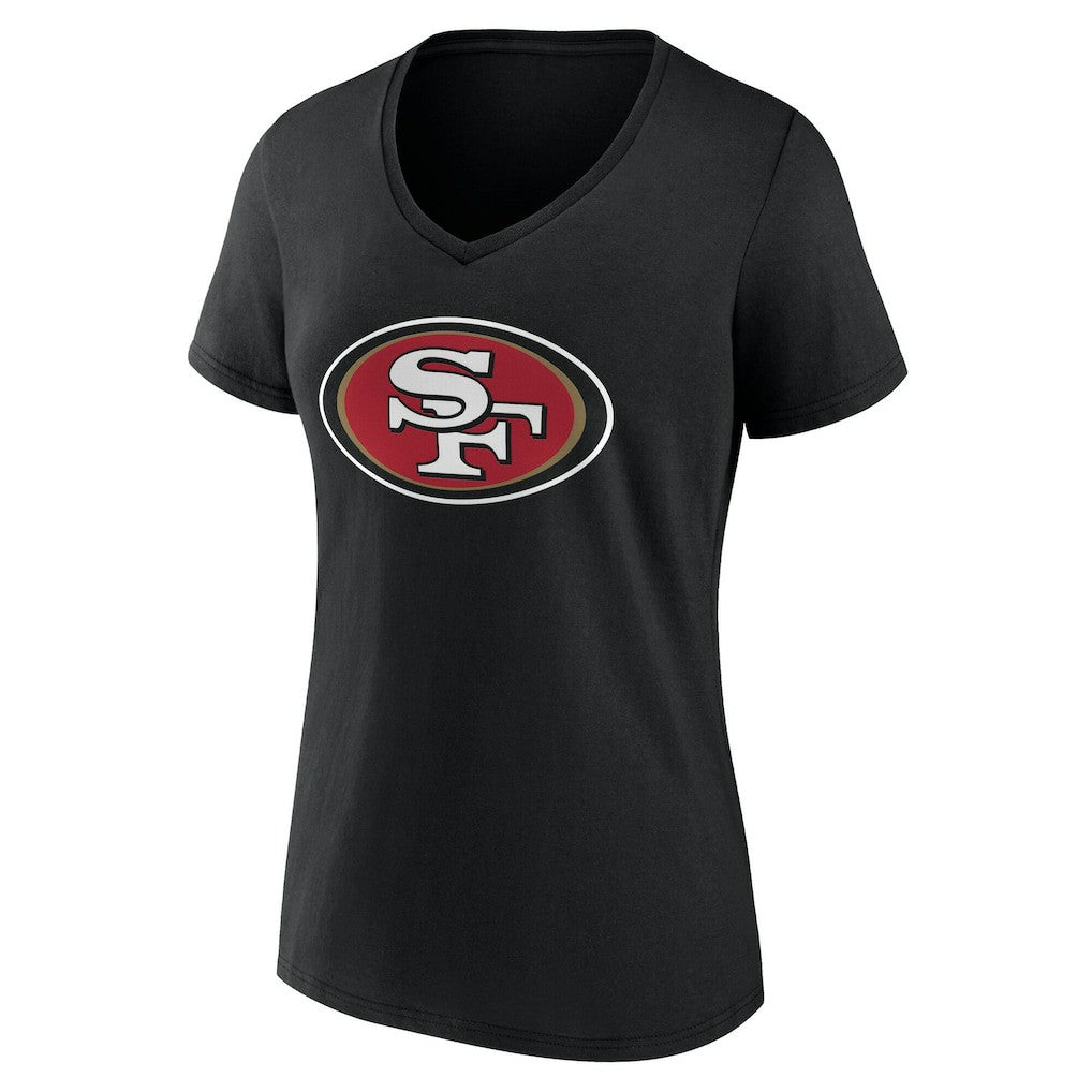 San Francisco 49ers Women's Team Authentic Personalized Name & Number V-Neck T-Shirt Black