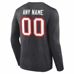 Tampa Bay Buccaneers Team Authentic Personalized Name & Number Long Sleeve T-Shirt Charcoal