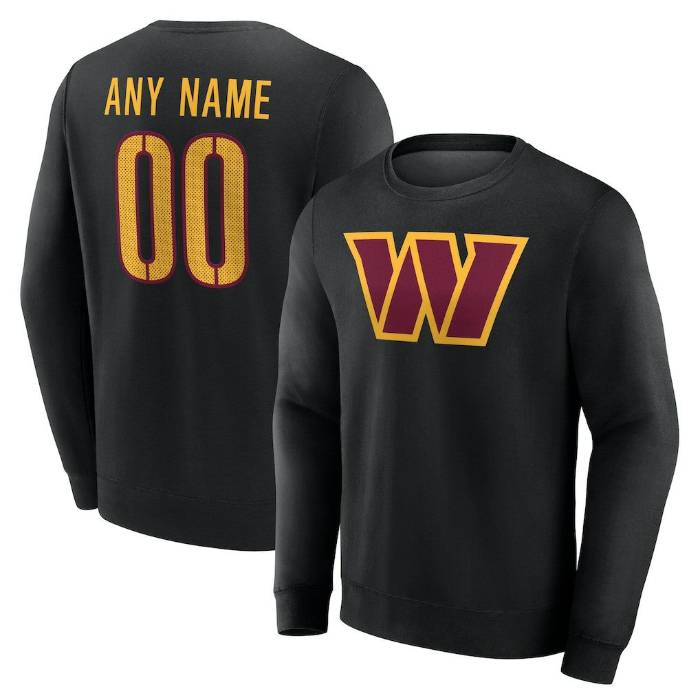 Washington Commanders Team Authentic Personalized Name & Number Sweatshirt Black
