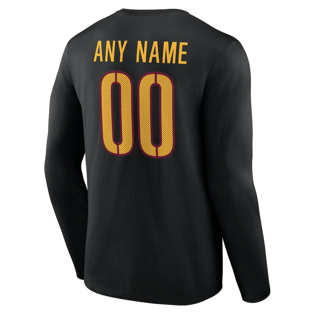 Washington Commanders Team Authentic Personalized Name & Number Long Sleeve T-Shirt Black