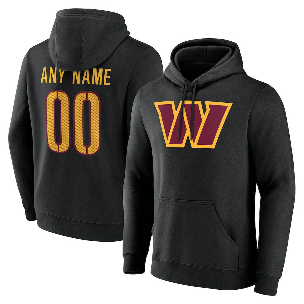 Washington Commanders Team Authentic Personalized Name & Number Hoodie Black