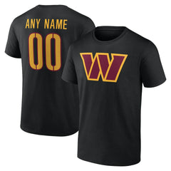 Washington Commanders Team Authentic Personalized Name & Number T-Shirt Black