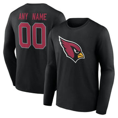 Arizona Cardinals Team Authentic Personalized Name & Number Long Sleeve T-Shirt Black