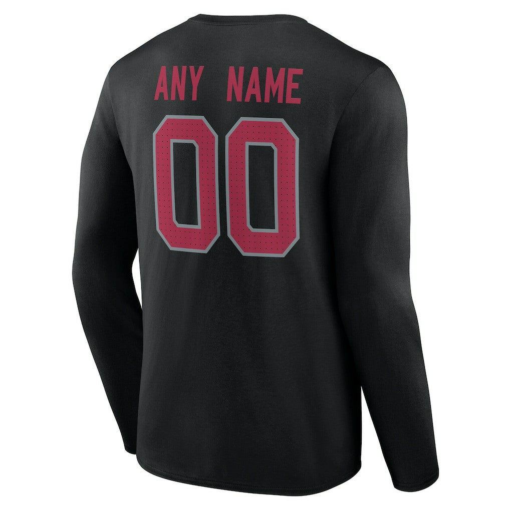 Arizona Cardinals Team Authentic Personalized Name & Number Long Sleeve T-Shirt Black
