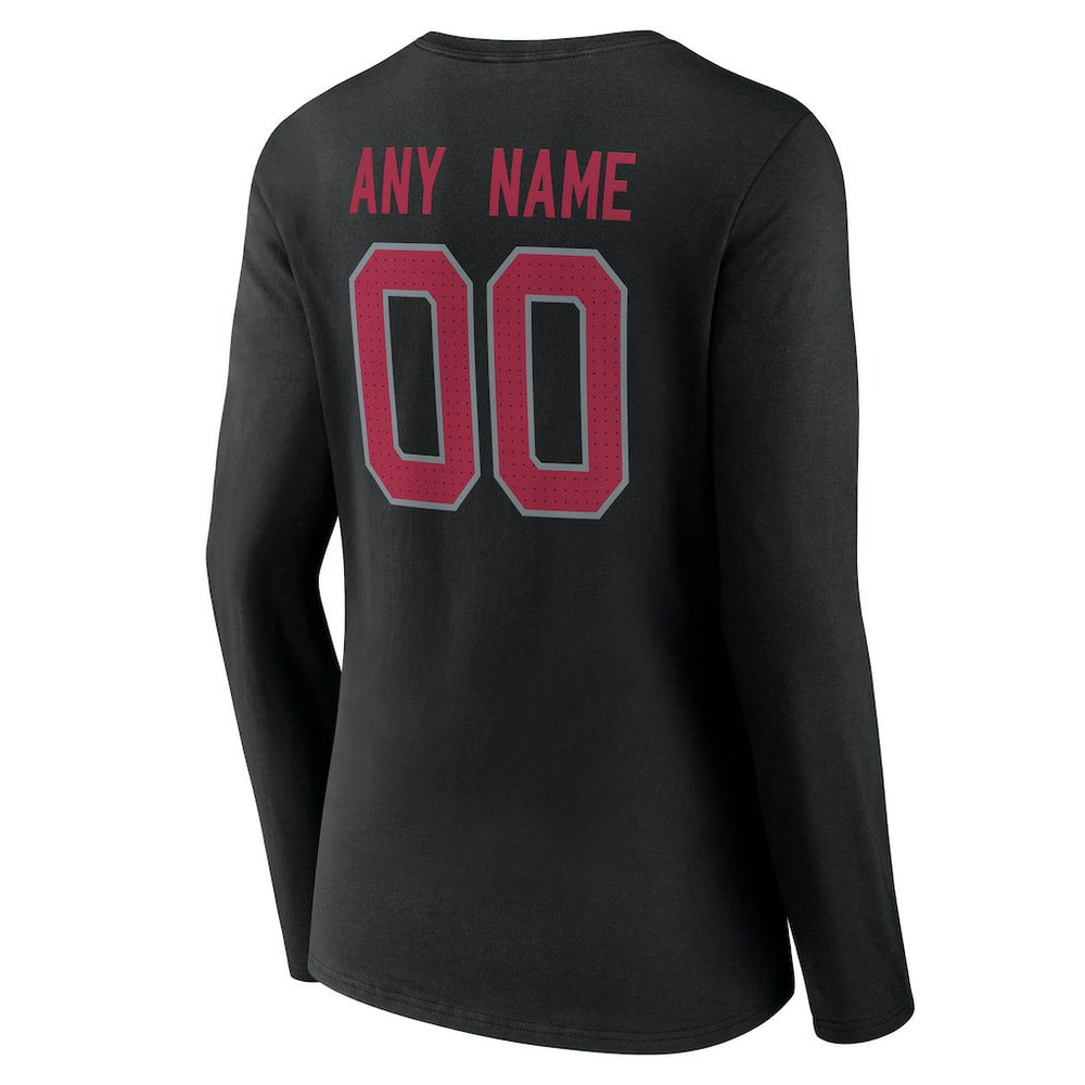 Arizona Cardinals Women's Team Authentic Personalized Name & Number Long Sleeve V-Neck T-Shirt Black