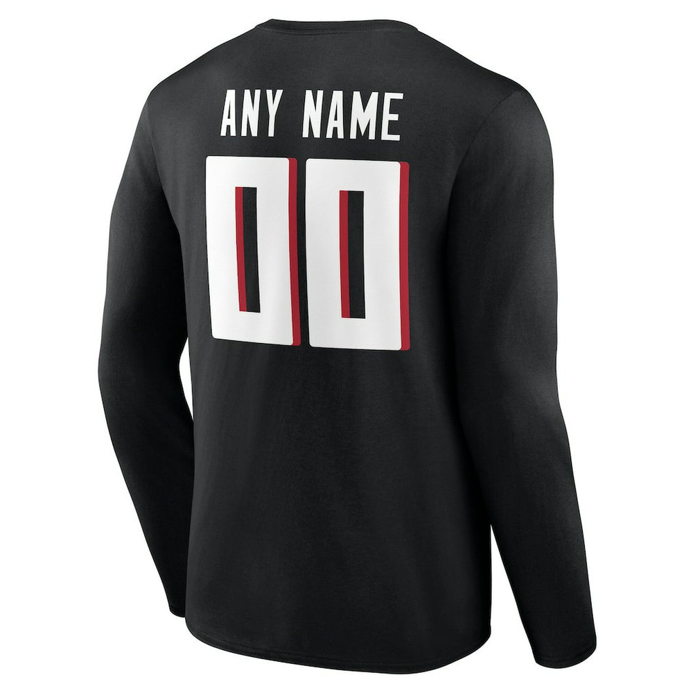 Atlanta Falcons Team Authentic Personalized Name & Number Long Sleeve T-Shirt Black