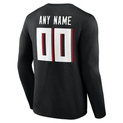 Atlanta Falcons Team Authentic Personalized Name & Number Long Sleeve T-Shirt Black