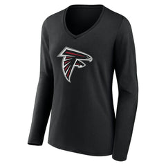 Atlanta Falcons Women's Team Authentic Personalized Name & Number Long Sleeve V-Neck T-Shirt Black